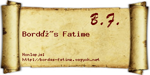 Bordás Fatime névjegykártya